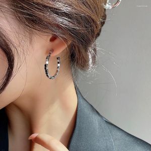 Boucles d'oreilles créoles u-magical minimaliste or argent couleur métal Cube perlé boucle d'oreille pour les femmes à la mode rond creux bijoux Pendientes