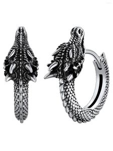 Hoepel oorbellen U7 925 zilveren 3D draak slang Cobra oorbel Huggie antieke dierlijke gotische punk unisex sieraden
