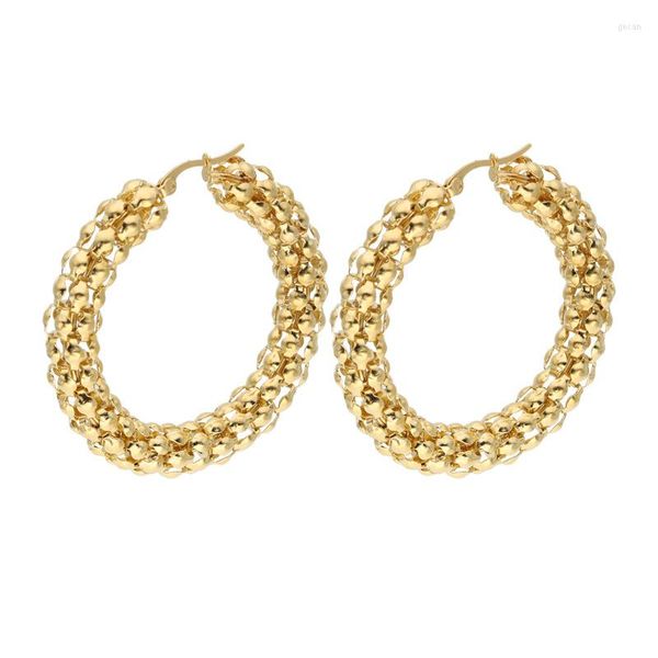 Pendientes de aro UAGE 30-50 mm de diámetro 7 mm de espesor Oro / plata Color Palomitas de maíz Hueco Ligero Pendiente de acero inoxidable Regalo suave