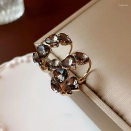 UILZ – boucles d'oreilles en forme de cœur noir pour femmes, bijoux de luxe en cristal exquis, bijoux de soirée, 2024