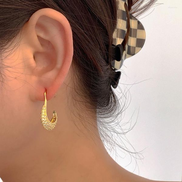 Boucles d'oreilles cerceau Uilz mode Style Micro mosaïque Zircon délicat couleur or géométrique boucle d'oreille mariée mariage oreille bijoux 2023