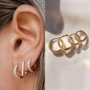 Boucles d'oreilles créoles Uilz blanc brillant zircon cubique Simple cercle pour les femmes tenue quotidienne fête de mariage boucle d'oreille bijoux cadeau d'anniversaire