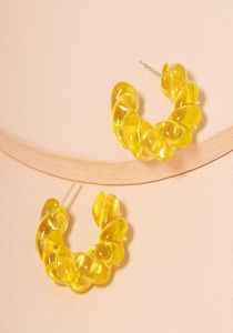 Boucles d'oreilles cerceaux Ujbox Fashion Green Yellow Acrylique Résine pour femmes Texture Party Holiday Accessoires entièrement Bulk1078577