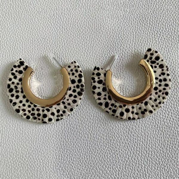 Boucles d'oreilles créoles UJBOX en cuir, poils de cheval, Grain de lait, léopard pour femmes, alliage métallique, accessoires de bijoux de fête de mariage, vente en gros en vrac