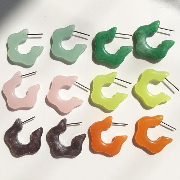 Boucles d'oreilles créoles UJBOX vente en gros corée résine fleur pour femmes filles petit vert rose Orange enfants bijoux cadeau