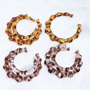 Boucles d'oreilles créoles UJBOX vente en gros multicolore léopard dégradé de couleur résine acrylique bambou pour les femmes