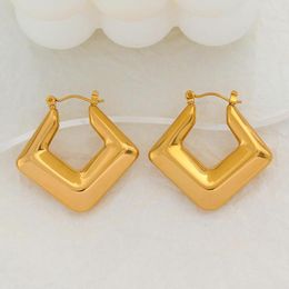 Boucles d'oreilles créoles USENSET minimaliste en acier inoxydable géométrique métal antirouille mode 18K PVD plaqué bijoux creux