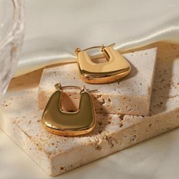 Hoop oorbellen uworld Franse retro geometrische u -vormig 18k goud vergulde roestvrijstalen sieradenverklaring dik voor vrouwen