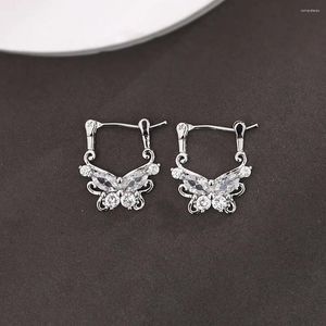 Pendientes de aro VENTFILLE, pendiente de mariposa de Plata de Ley 925 para mujer y niña, circonita ahuecada, joyería romántica dulce, regalo