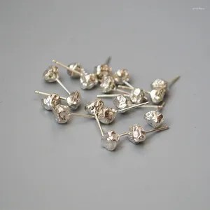 Boucles d'oreilles cerceaux très texturées irrégulières d'imitation argentée lave lave minerai 925 Tempérament à aiguille femme polyvalente femme