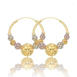 Boucles d'oreilles cerceaux vintage 18k plaqué rond rond jardin perlé femmes bijoux accessoires