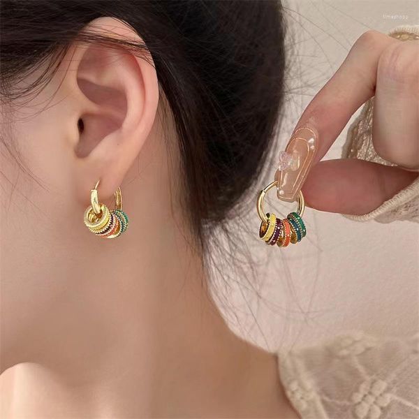 Boucles d'oreilles créoles Vintage en émail coloré, collier circulaire détachable multi-usure, boucle d'oreille ras du cou, Niche Premium