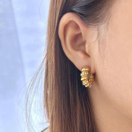 Boucles d'oreilles créoles Vintage couleur or exquise en acier inoxydable pour femmes, bijoux d'oreille fins Anti-allergiques
