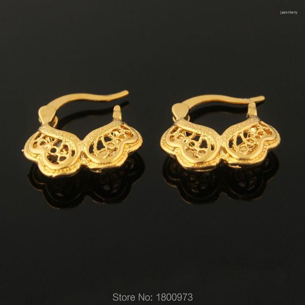 Pendientes Aro Vintage. Patrón exquisito de color dorado para mujer Joyería de moda redonda de lujo