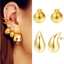 Boucles d'oreilles créoles Vintage plaqué or CCB Circle Tear Drop Chunky Hoops pour femmes brillant géométrique dôme Huggie boucle d'oreille déclaration bijoux