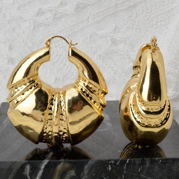 Pendientes de aro Vintage gótico gran gota para mujer chica de gran tamaño grueso chapado en oro pendiente geométrico joyería de declaración africana