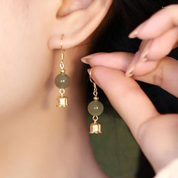 Boucles d'oreilles cerceau style vintage 925 aiguille argentée HETIAN JADE OEURS pour femmes Girls Party Mariage Bijoux à la mode EH2012