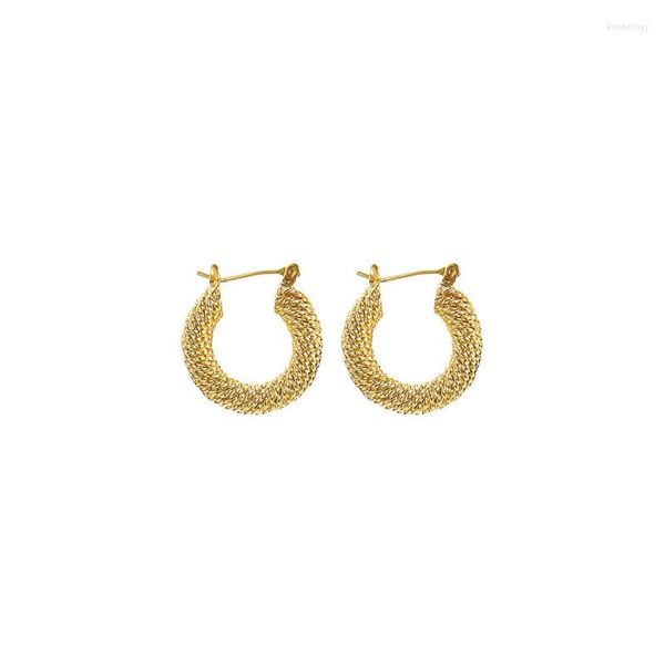 Pendientes de aro Vonmoos Twist para mujer Color dorado declaración moda coreana Vintage joyería francesa gran lujo estético