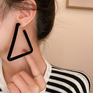 Hoop oorbellen vsnow verklaring zwarte geometrische driehoek ronde oorbel voor vrouwen trendy holle fluweel acryl sieraden pendientes