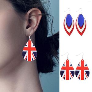 Hoop oorbellen Water laat ovaal leer Britse vlag mode -sieraden voor vrouwen granaatappel