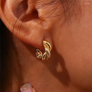 Oorringen Waterdicht Hypoallergeen 18K Goud Kleur Twisted Chunky Ronde Voor Vrouw Pendientes De Acero Inoxidable Para Mujer