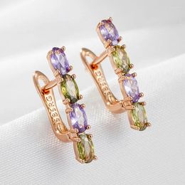 Boucles d'oreilles cerceau Wbmqda Design de mode 585 couleur or Rose inhabituel coloré naturel Zircon balancent pour les femmes quotidien bijoux à la mode