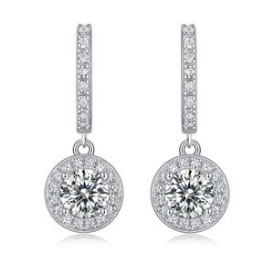 Boucles d'oreilles créoles plaquées or blanc rond 0,5 ct en diamant moissanite pour filles et femmes, test de réussite, bijoux de luxe en argent sterling 925, cadeau pour ami