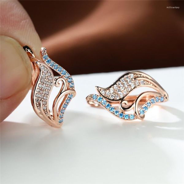 Pendientes de aro White Zircon Small Stone Boho Rose Gold Color Boda Femenina Multicolor Crystal para mujeres