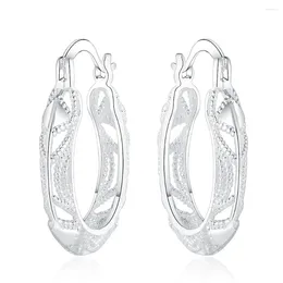 Hoop oorbellen Groothandel 925 Sterling Silver Fashionable Hollow Patroon Sieraden voor dames charme verlovingsfeestjes geschenken
