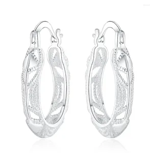 Boucles d'oreilles cerceaux en gros 925 Bijoux à motif creux à la mode sterling pour les cadeaux de fête de fiançailles en charme de charme pour femmes