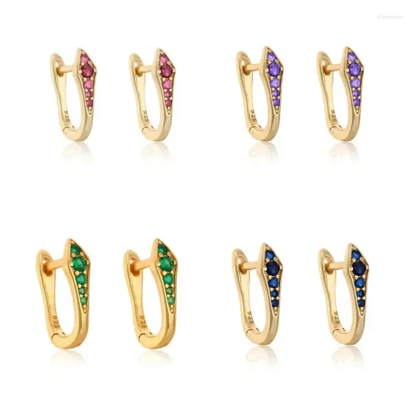 Boucles d'oreilles créoles couleur or argent pour femmes, bijoux colorés en Zircon CZ, Piercing à Clip serpent, vente en gros, 2023