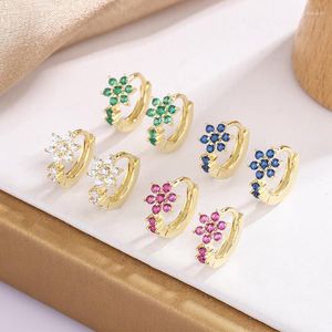 Boucles d'oreilles créoles en Zircon pour femmes, vente en gros, vert, bleu, rose, goutte d'eau, plaqué or, manchettes d'oreille, Clip, bijoux 2023, vente en gros