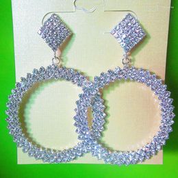 Pendientes de aro al por mayor: coreano de alta gama coreana CZ Crystal Big Women Silver Jewelry Bride Round Wholesale