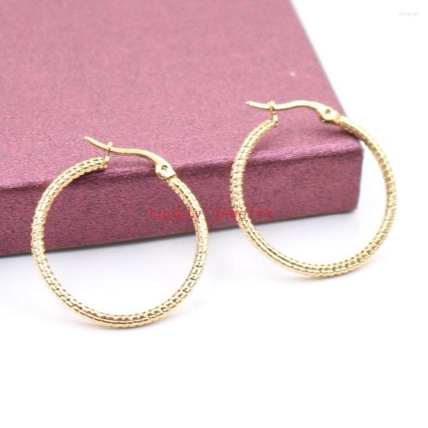 Boucles d'oreilles créoles prix de gros 5 paires Lot or acier inoxydable 30mm forme ronde conception Simple fil boucle d'oreille femmes bijoux de vacances