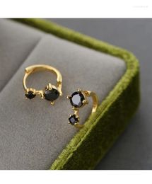 Hoop oorbellen Groothandel Vintage Minimale Tiny Huggies Black Zirconia Stone Vrouwelijke Simple Style Small Piercing Jewelry Gifts