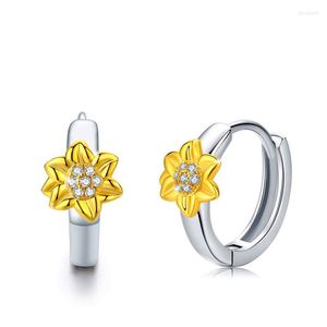 Pendientes de aro con flor del tiempo para mujer, joyería fina de compromiso de Zirconia cúbica de moda clásica