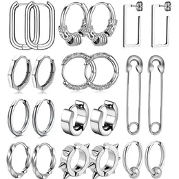 Boucles d'oreilles créoles WKOUD 1-11 paires, Huggie en acier inoxydable 316L pour hommes et femmes, bijoux de perçage, couleur argent