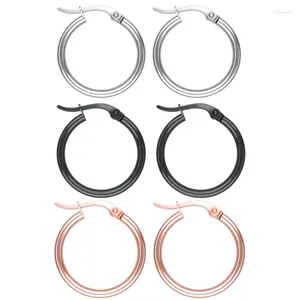 Boucles d'oreilles créoles WKOUD 3 paires d'ensemble en acier inoxydable pour hommes et femmes Huggie Ring Cartilage Piercing 10MM