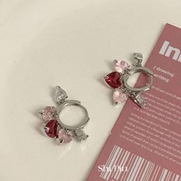 Hoepel Oorbellen WLP Kleurrijke Strass Hart Zirkoon Kwastje Drop Voor Vrouwen Zoete Koreaanse Mode Leuke Dangle Piercing Oorbel Sieraden