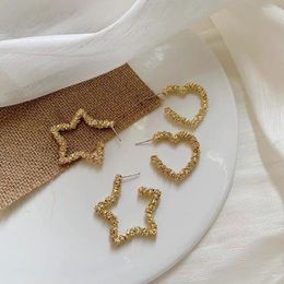 Boucles d'oreilles créoles femmes mode Simple métal étoile coeur oreille anneau fille boucle d'oreille bijoux accessoires pour femmes