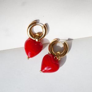 Boucles D'Oreilles Créoles Femme Mayol Coeur De Verre Laiton Cuivre