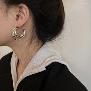 Boucles d'oreilles créoles pour femmes, Vintage, géométrique, bijoux de déclaration, mode coréenne, métal élégant, cadeau