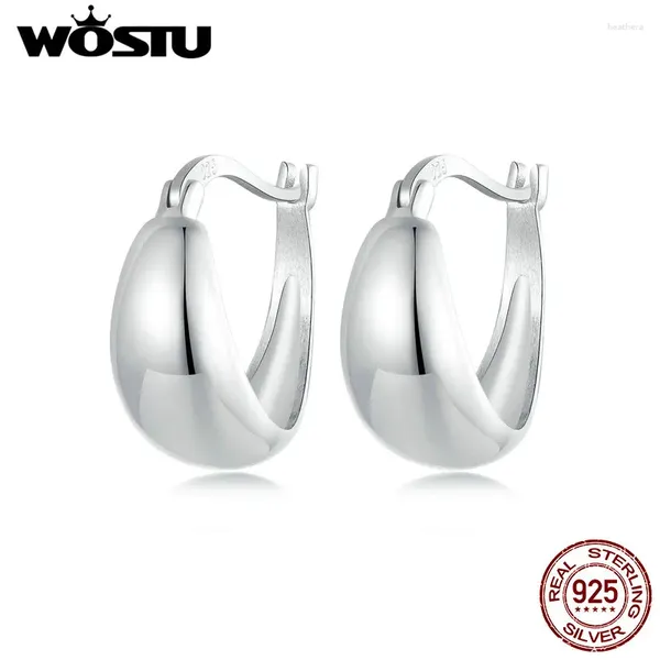 Pendientes de aro wostu 925 plata esterlina enormes góticos anchos simples para mujeres europeas rocas joyas de roca huevas para la fiesta regalo