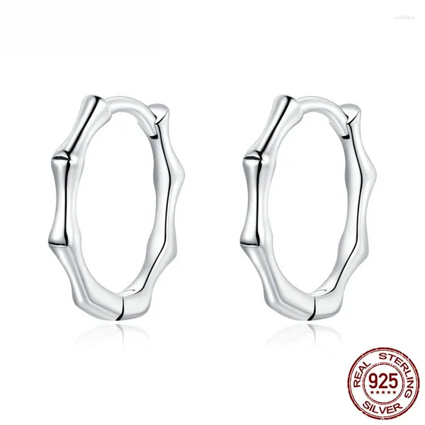 Boucles d'oreilles cerceaux Wostu Real 925 STERLING Silver Bamboo Design Simple Original For Women Jewelry CQE988