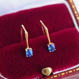 Boucles d'Oreilles Créoles WPB S925 Argent sterling Femme Géométrique Bleu Diamant Paillettes Bijoux Pour Fille Vacances Cadeau Soirée