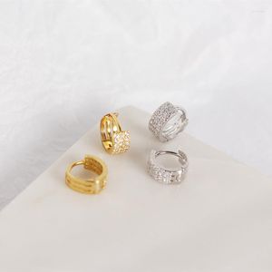 Boucles d'oreilles créoles WTLTC, zircone cubique délicate, argent Sterling 925, petit rond minimaliste géométrique pour femmes
