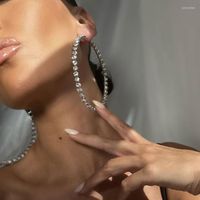 Boucles d'oreilles cerceaux xsbody 9cm Grand cristal pour femmes Luxury Big Circle Exagéré Fashion Boho Piercing
