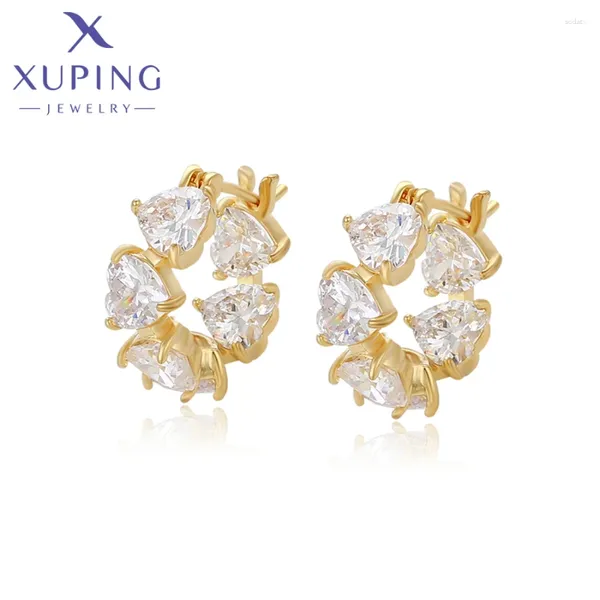 Boucles d'oreilles cerceaux xuping bijoux mode oreille boucle de boucle de charme Cœur de coeur clair couleur or de couleur pour femmes cadeau de fête des mères ymearring-711