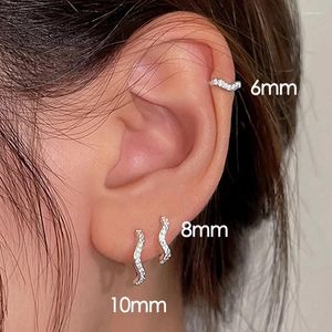 Boucles d'oreilles cerceaux y2k vague argentée couleur pour femmes simples petites zirconia oreille cartilage oreille de piercing bijoux oreille kde081