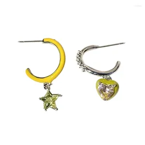 Boucles d'oreilles créoles Y4QE, breloque étoile cœur, pendantes, bijoux irréguliers en forme de C, cadeau pour filles